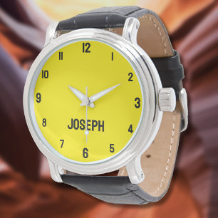 Name Girl Boy Women Men Canary Yellow Modern Watch