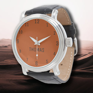 Name Girl Boy Women Men Mahogany Elegant Watch