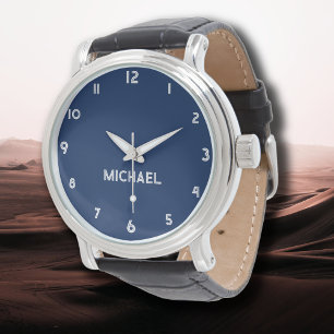Name Girl Boy Women Men   Navy Indigo Stylish Watch