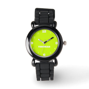 Name Girl Boy Women Men Neon Lime Yellow Stylish Watch