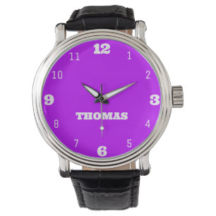 Name Girl Boy Women Men Neon Purple Stylish Watch