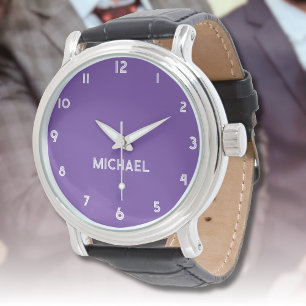 Name Girl Boy Women Men Royal Purple Stylish Watch