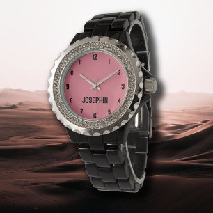 Name Girl Boy Women Men Salmon Pink Modern Watch