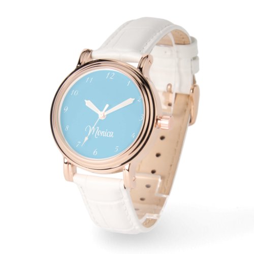 Name Girl Boy Women Men  Sky Blue Elegant  Watch