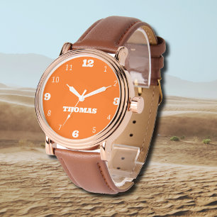 Name Girl Boy Women Men   Sunset Orange Stylish Watch