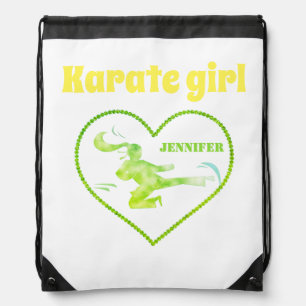 Name Girl Silhouette Japan Martial Arts Karate Drawstring Bag