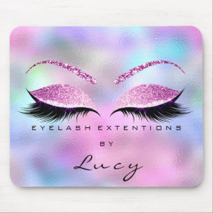 Name Glitter Makeup Beauty Studio Lash Pink Blue Mouse Pad