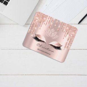 Name Glitter Makeup Beauty Studio Lash Pink Marble Mouse Pad