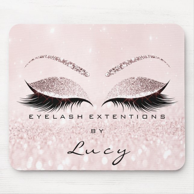 Name Glitter Makeup Beauty Studio Lash Pink Rose Mouse Pad (Front)