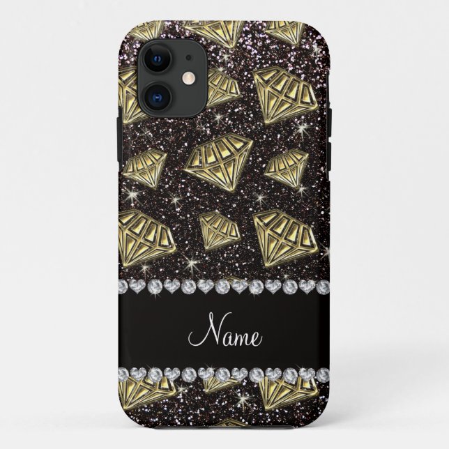 Name gold diamond black glitter Case-Mate iPhone case (Back)