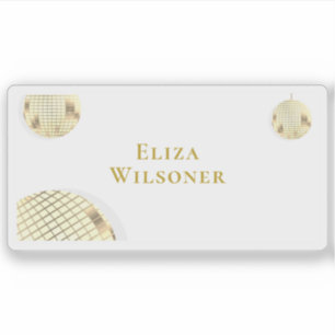 Name Gold Disco Ball Sticker