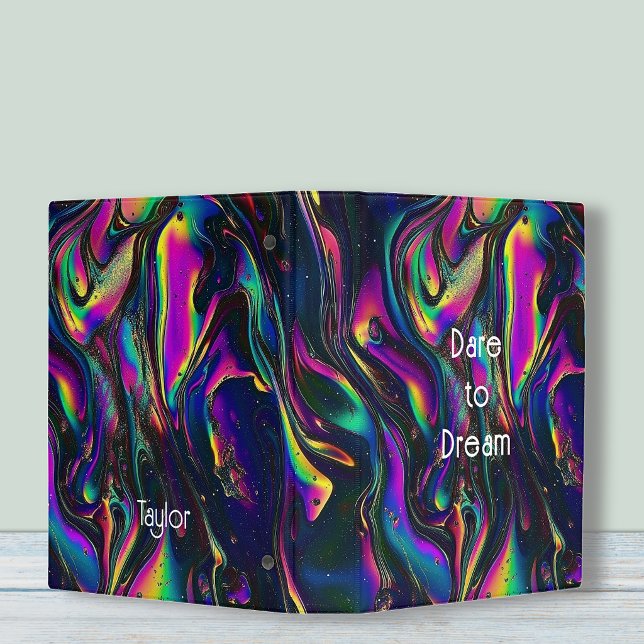 Name Graduation Bold Iridescent Abstract Galactic  Mini Binder (Creator Uploaded)