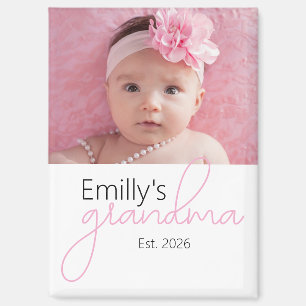 Name Grandma Established Year Photo Script Font Magnet