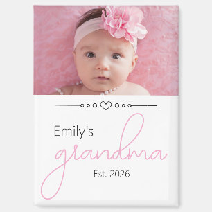 Name Grandma Established Year Photo Script Font Magnet