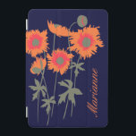 Name graphic orange poppies floral case cover<br><div class="desc">Beautiful bold graphic orange flower case in orange,  olive green and navy shades. Personalize with your name. Currently reads Marianne.  Uniquely designed by Sarah Trett for www.mylittleeden.com</div>