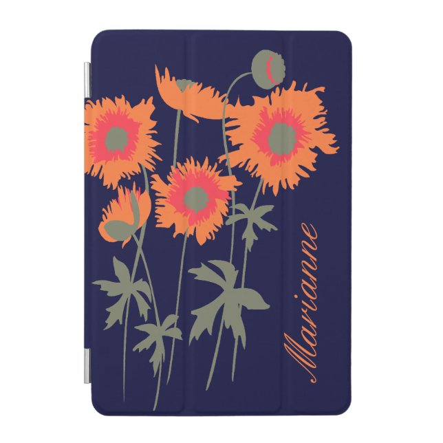 Name graphic orange poppies floral case cover (Front)