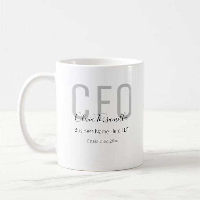 Name Gray Black CFO Coffee Mug (Left)