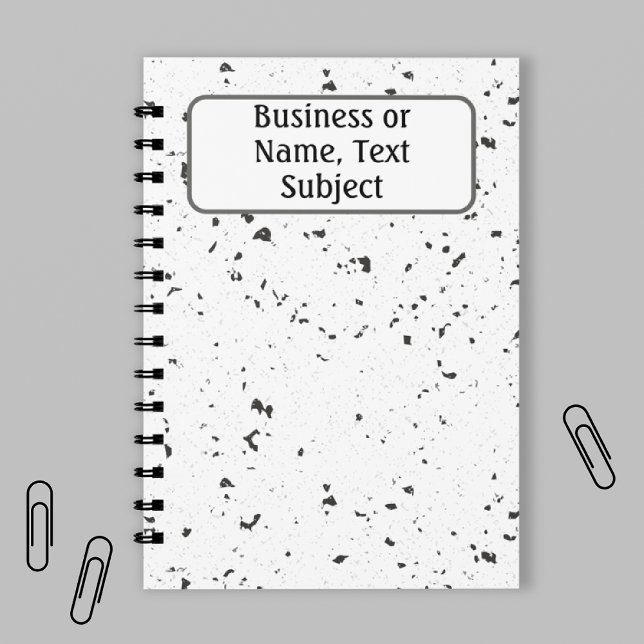 Name, Gray & Black Small Marble Chips Terrazzo Notebook (Creator Uploaded)