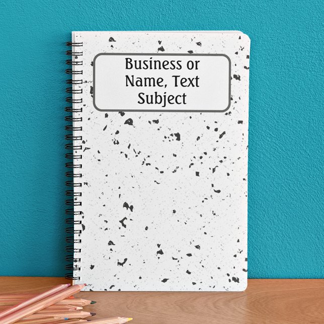 Name, Gray & Black Small Marble Chips Terrazzo Notebook (Creator Uploaded)