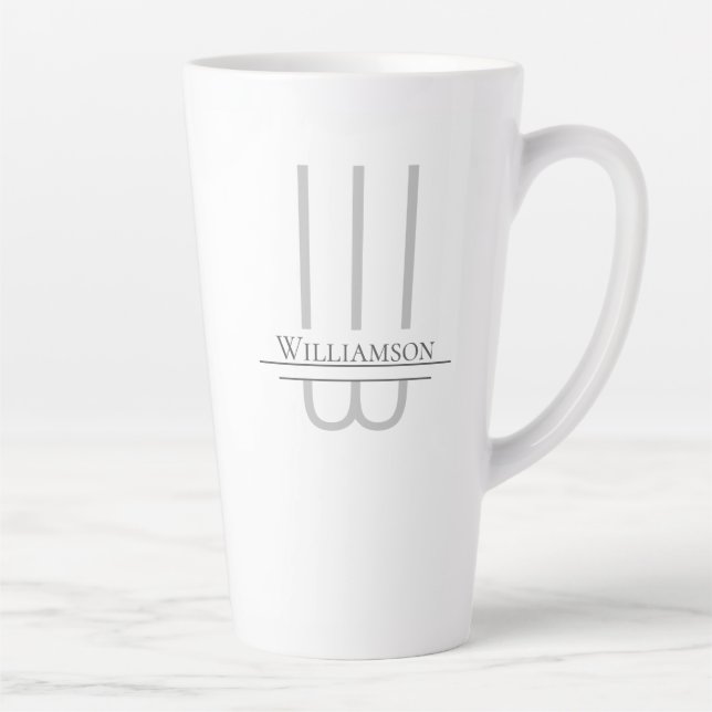 Name Gray Monogram Latte Mug (Right)
