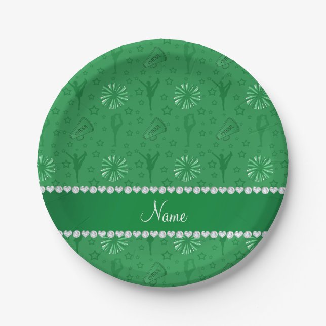 Name green cheerleading pompoms bullhorns stars paper plates (Front)