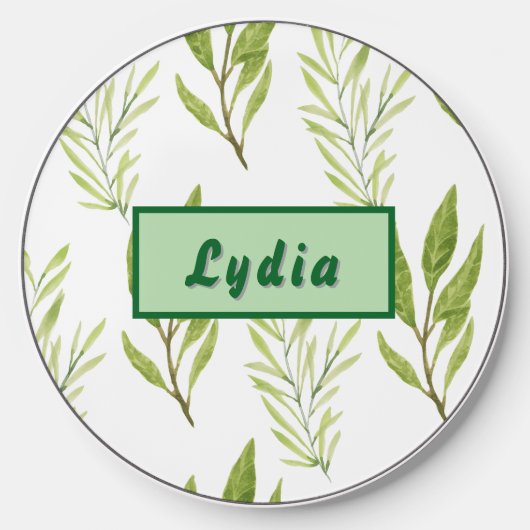 Name Green Leaves Botanical Wireless Charger (Front)