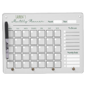 name grey monthly planner dry erase board