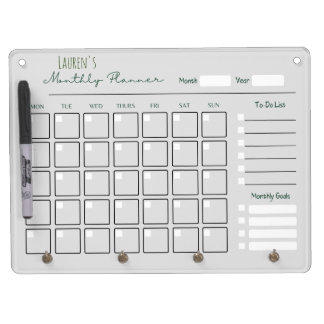 name grey monthly planner dry erase board