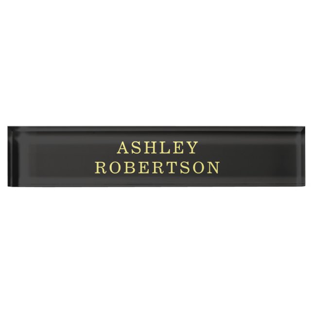 Name Grey Yellow Professional Stylish Minimalist Desk Name Plate (Front)