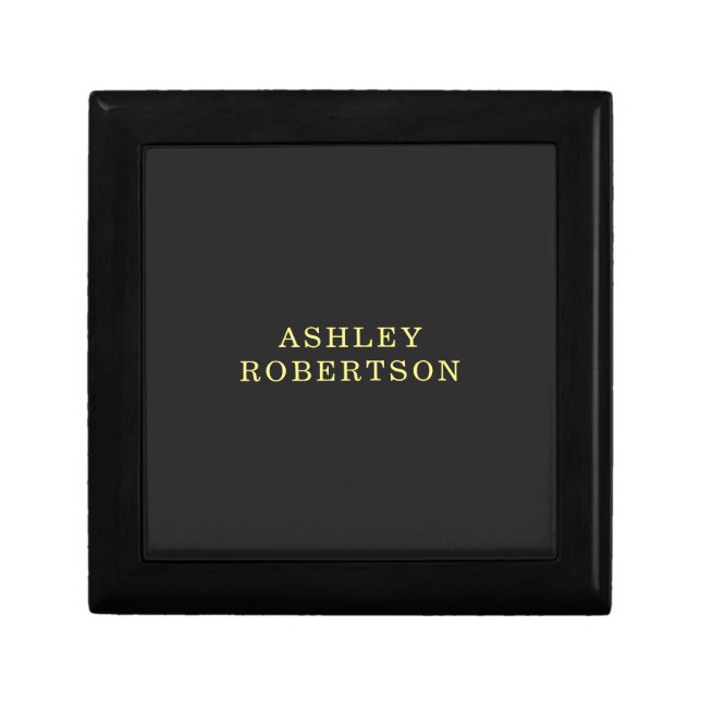 Name Grey Yellow Professional Stylish Minimalist Gift Box (Front)