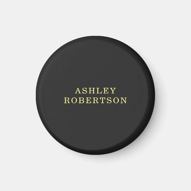 Name Grey Yellow Professional Stylish Minimalist Magnet (Front)