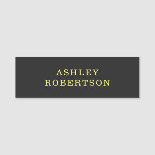 Name Grey Yellow Professional Stylish Minimalist Name Tag