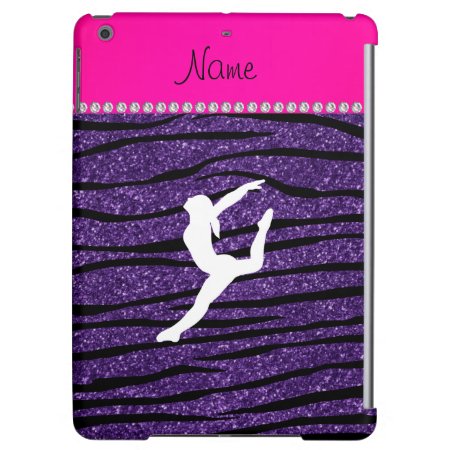 Name Gymnast Purple Glitter Zebra Stripes Ipad Air Cover