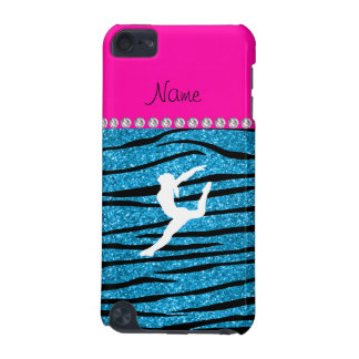 Name gymnast sky blue glitter zebra stripes iPod touch 5G case