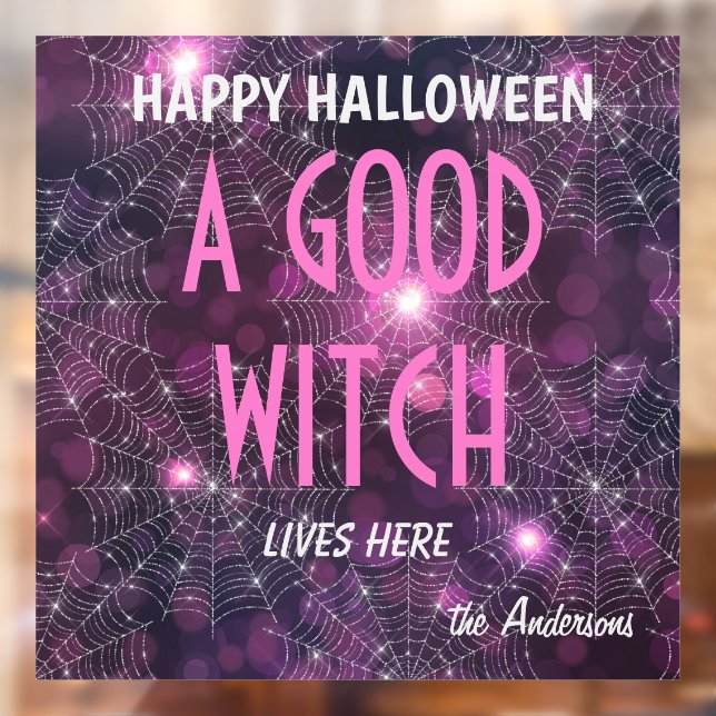 Name Halloween A Good Witch Bokeh Pattern 12x12-in Window Cling (Sheet 2)