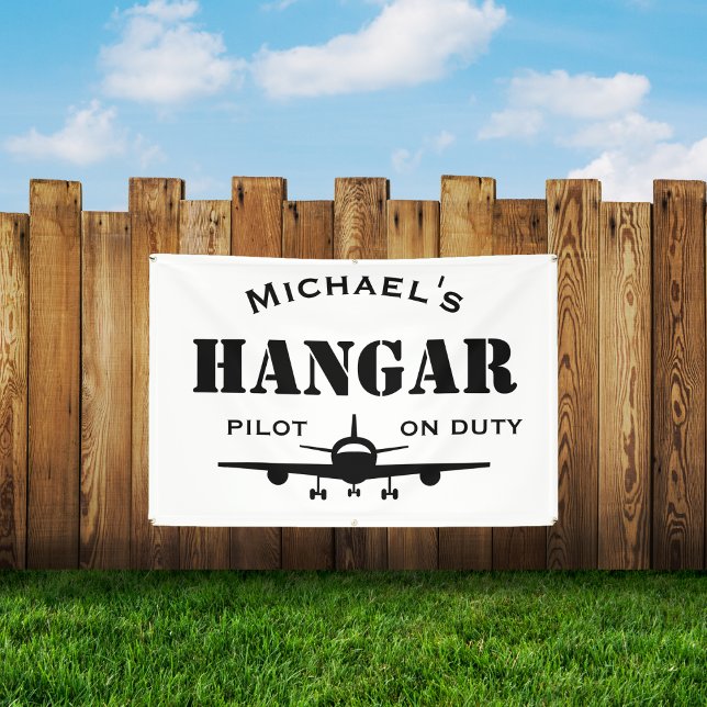 Name Hangar,Airplane,Pilot on Duty,Aviation Custom Banner (Creator Uploaded)