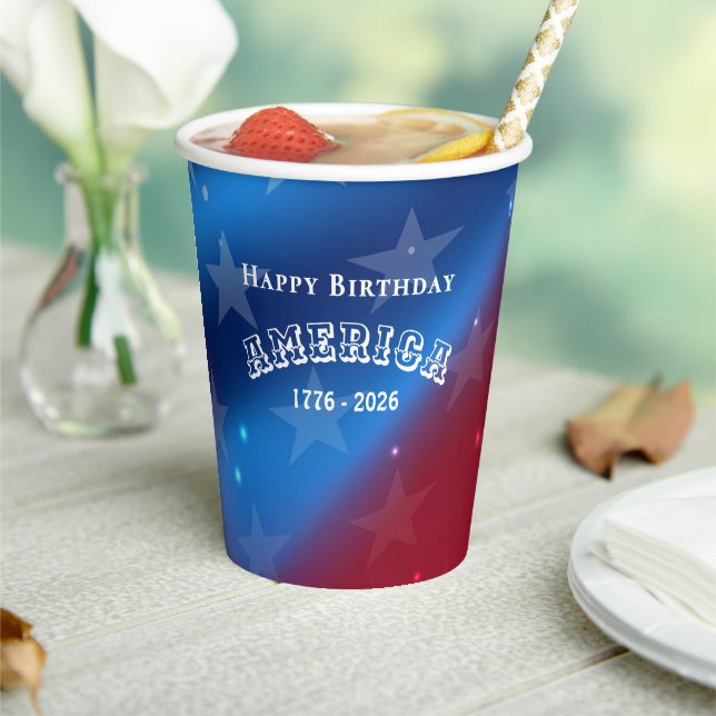  Name || Happy Birthday America 12oz Paper Cups (Insitu)