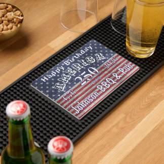 Name || Happy Birthday America 250 Years Flag Bar Mat