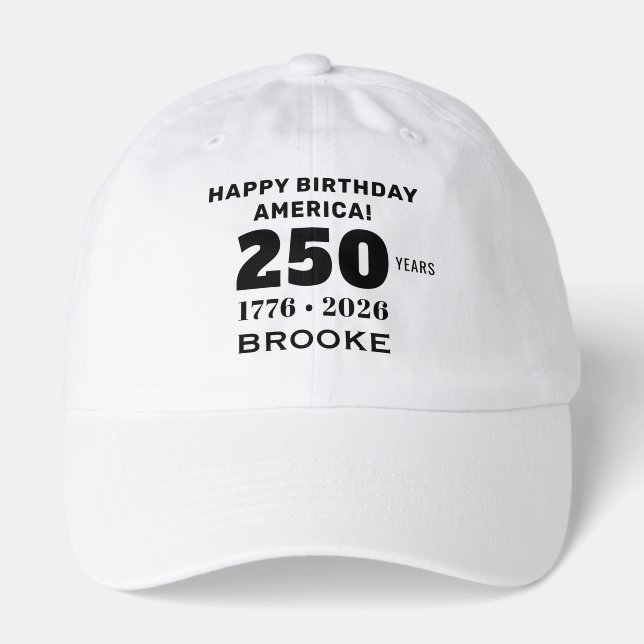 Name, Happy Birthday America Classic White Dad Hat (Front)