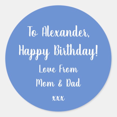 Name Happy Birthday Pastel Blue gift tag