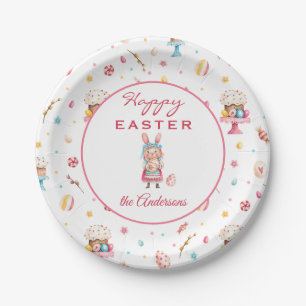 Name, Happy Easter Spring 7-in Round Paper Plates