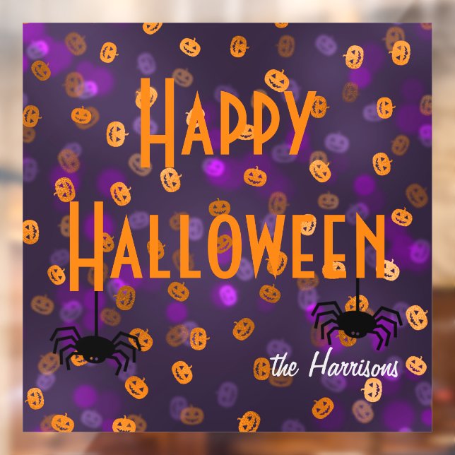Name, Happy Halloween Pumpkins 12x12 Window Cling (Sheet 2)