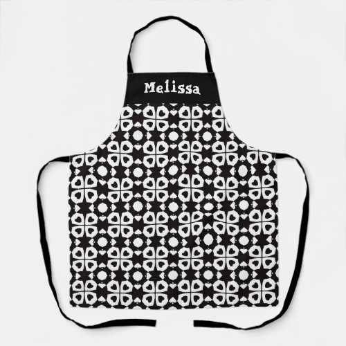  Name Heart Pattern Black And White Apron