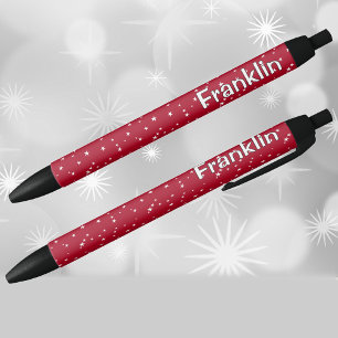 Name Holiday Red and White Stars Pattern Pen