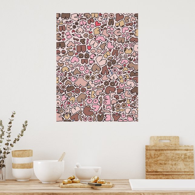 Name humor neutral breast pattern poster (Kitchen)