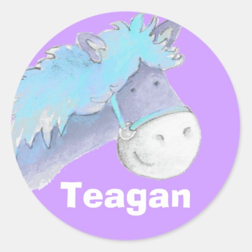 Name ID Teagen blue purple horse stickers