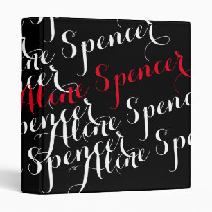 name in a script font-style, typography modern 3 ring binder