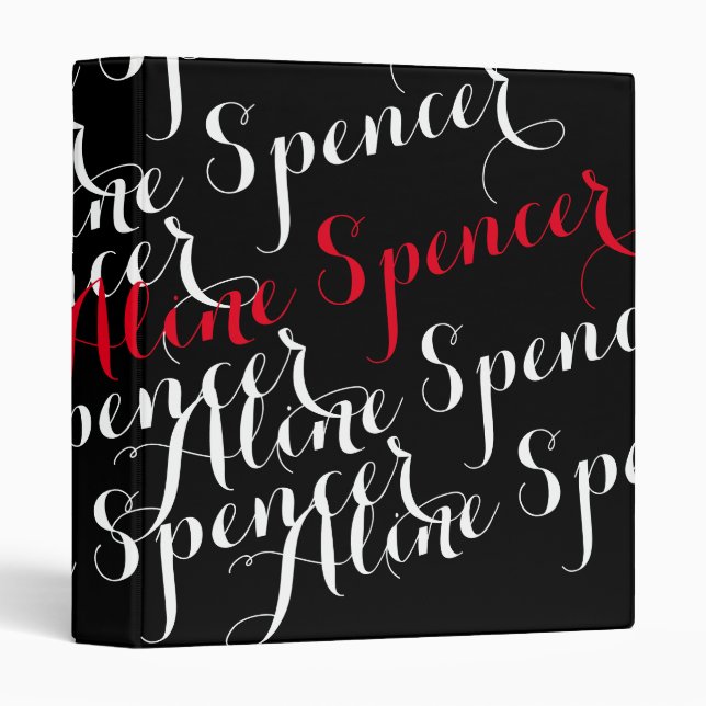 name in a script font-style, typography modern 3 ring binder (Front/Spine)