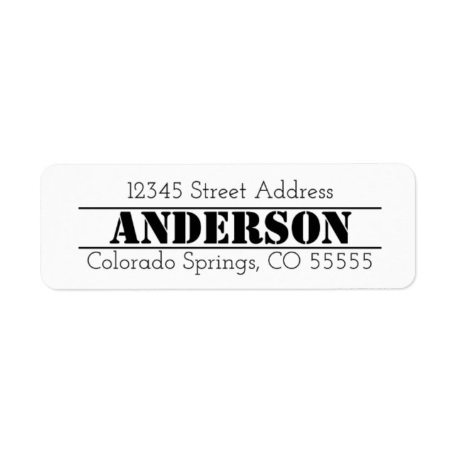 Name in Center - Return Address Label (Front)