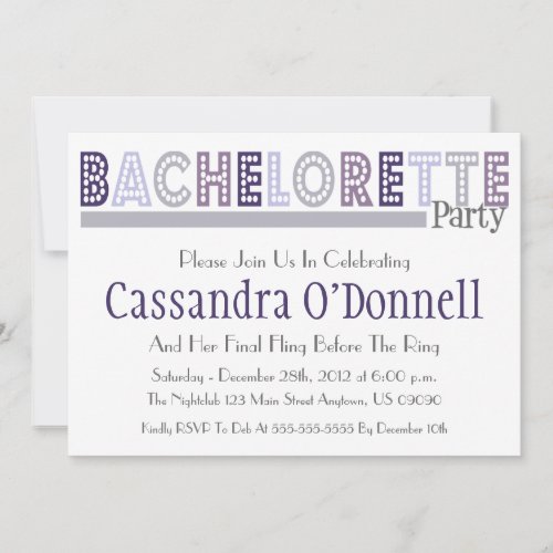 Name In Lights Bachelorette Party Invites (Gray)